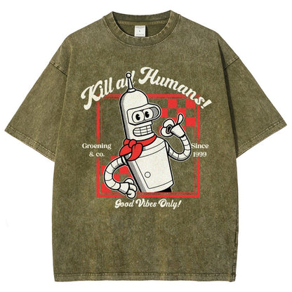 Kill All Humans Vintage Distressed T-shirt