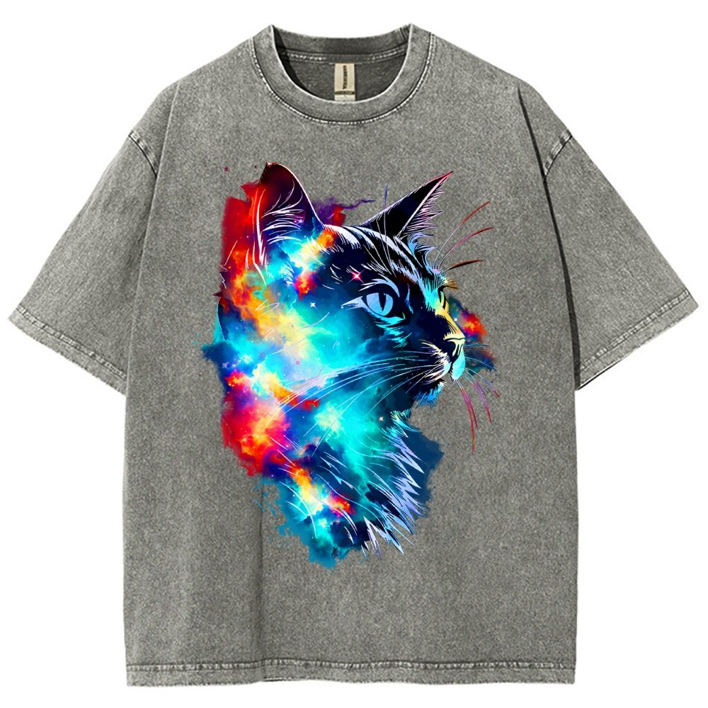 Cosmos Cat Vintage Distressed T-shirt