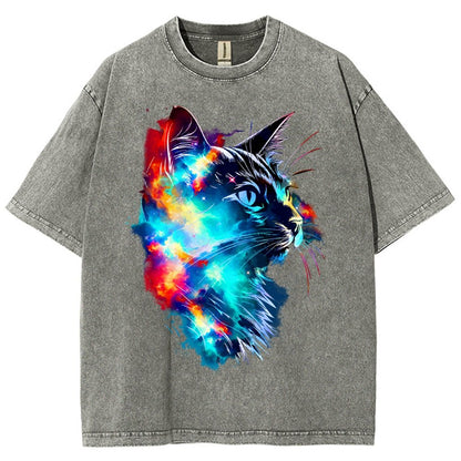 Cosmos Cat Vintage Distressed T-shirt