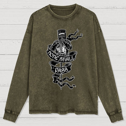 None Shall Pass Washed Long Sleeve Tee