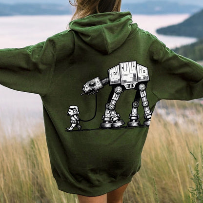 Galactic Robot Dog - Planetary Skirmishes Printed Back Unisex Cotton Hoodie