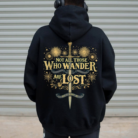 I Might Be Lost Printed Back Unisex Cotton Hoodie