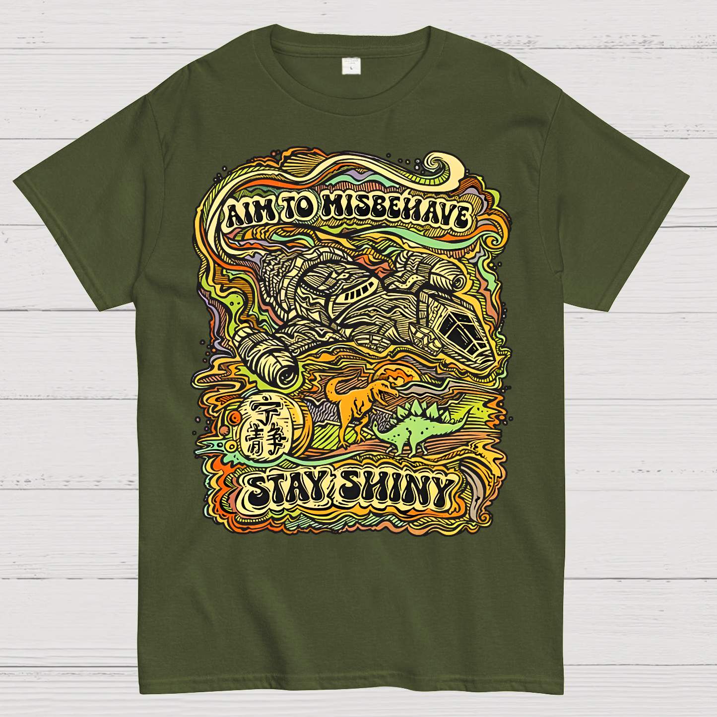 Aim to Misbehave, Stay Shiny Geek T-Shirt