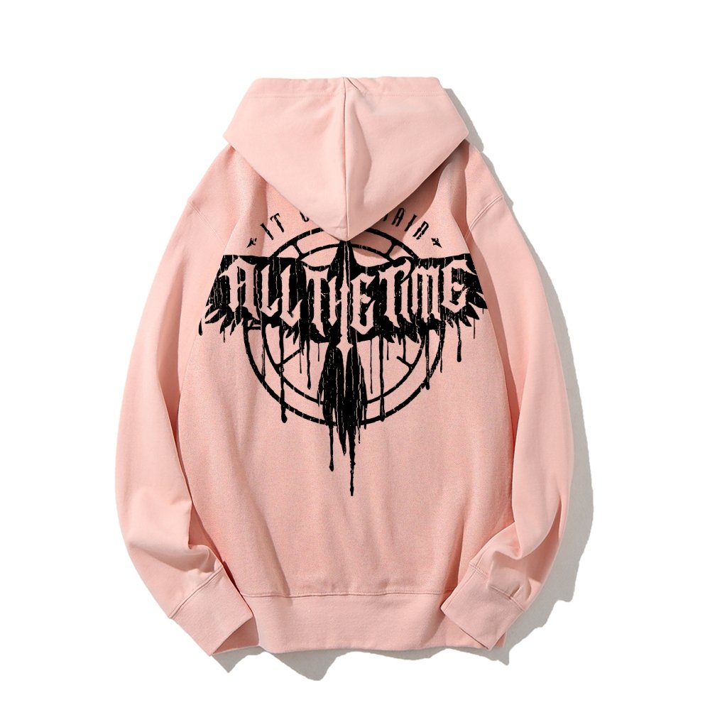 It Can't Rain All The Time Nerd Printed Back Cotton Hoodie