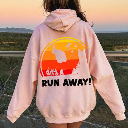 Run Away Printed Back Unisex Cotton Hoodie