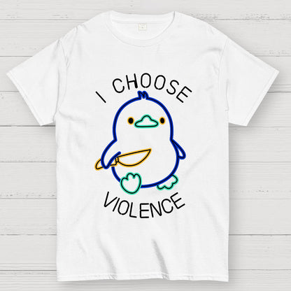 I Choose Violence Neon Funny Duck Geek T-Shirt