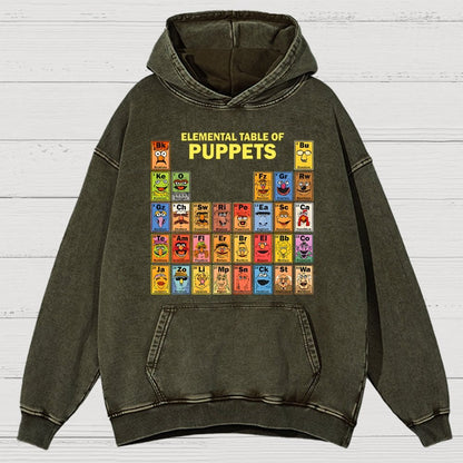 Elemental Table Of Puppets Vintage Distressed Hoodie