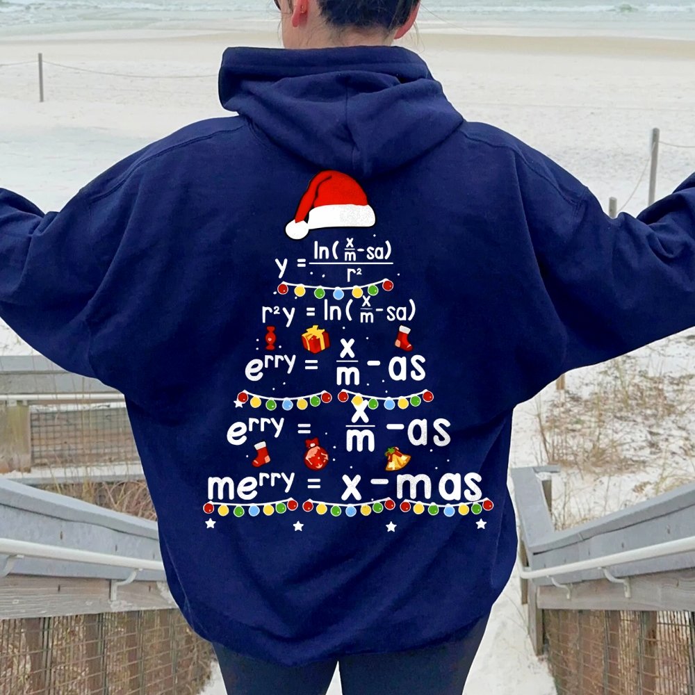 Christmas Math Printed Back Unisex Cotton Hoodie