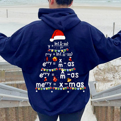 Christmas Math Printed Back Unisex Cotton Hoodie