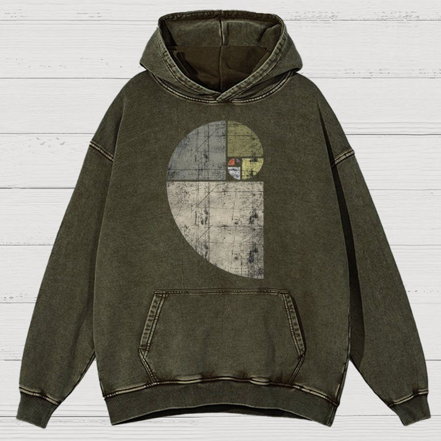 Distressed Fibonacci Spiral Geek Graphic Vintage Distressed Hoodie