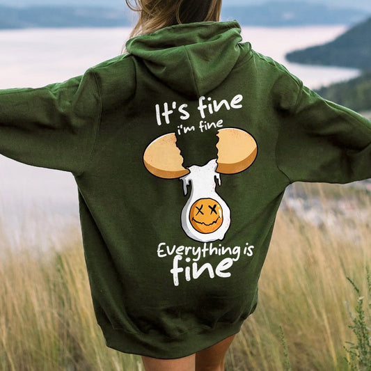 Everything is fine Printed Back Unisex Cotton Hoodie