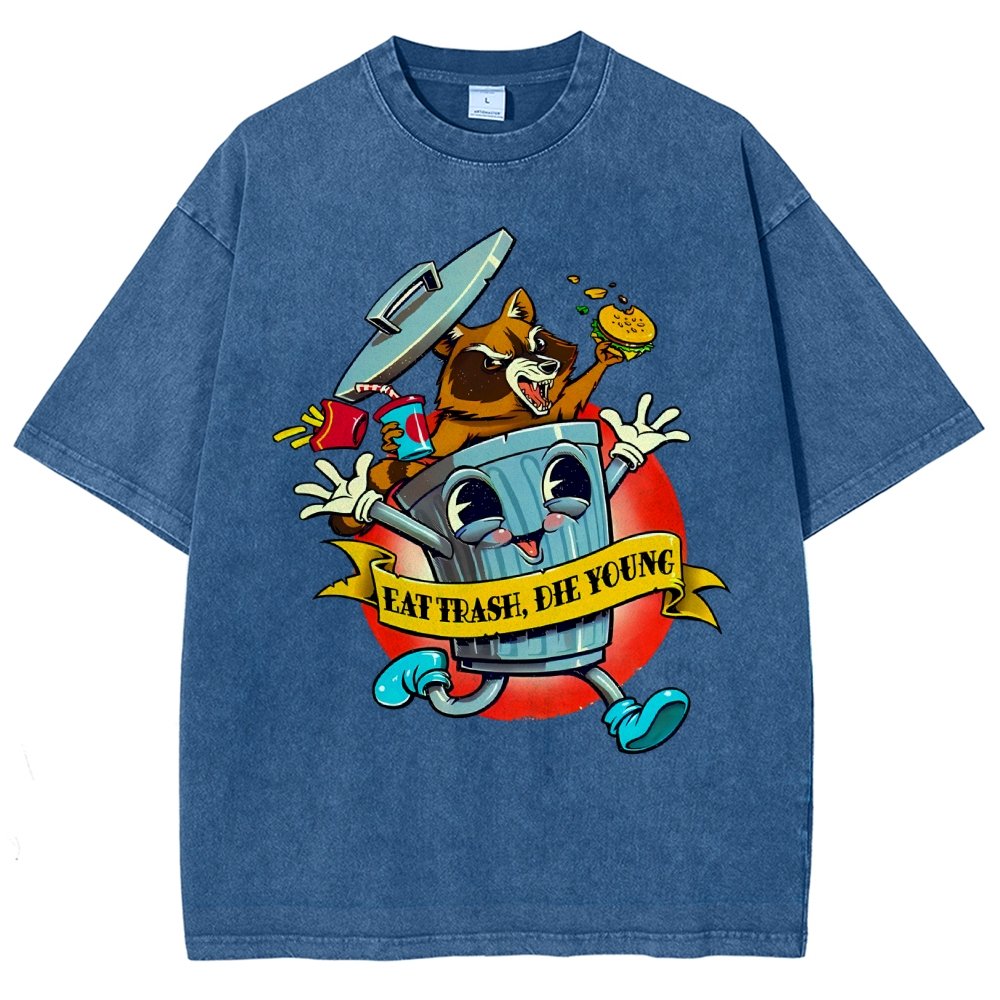 Eat trash die young vintage cartoon Classic Vintage Distressed T-shirt