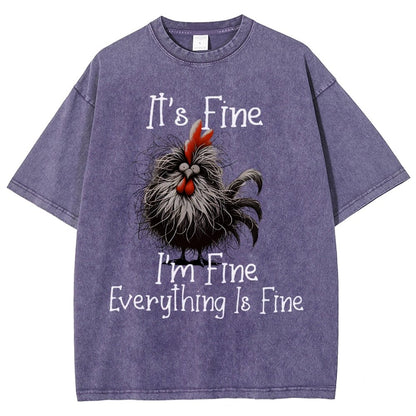It's Fine，Funny Chick Vintage Distressed T-shirt