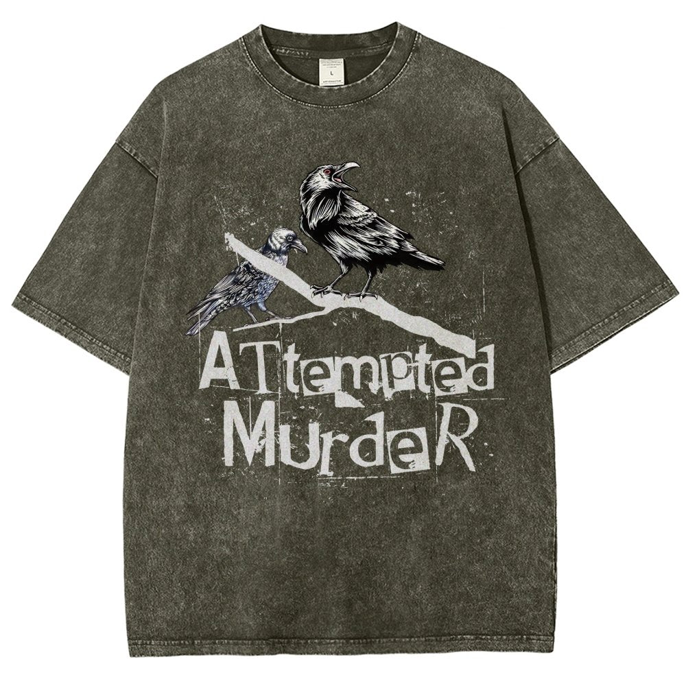 Attempted Murder Crows Vintage Distressed T-shirt