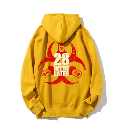28 beers later Printed Back Unisex Cotton Hoodie