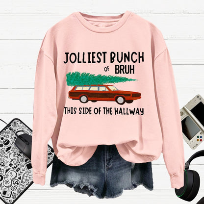 Jolliest Bunch Of Bruh.Christmas Cotton Pullover Sweatshirt