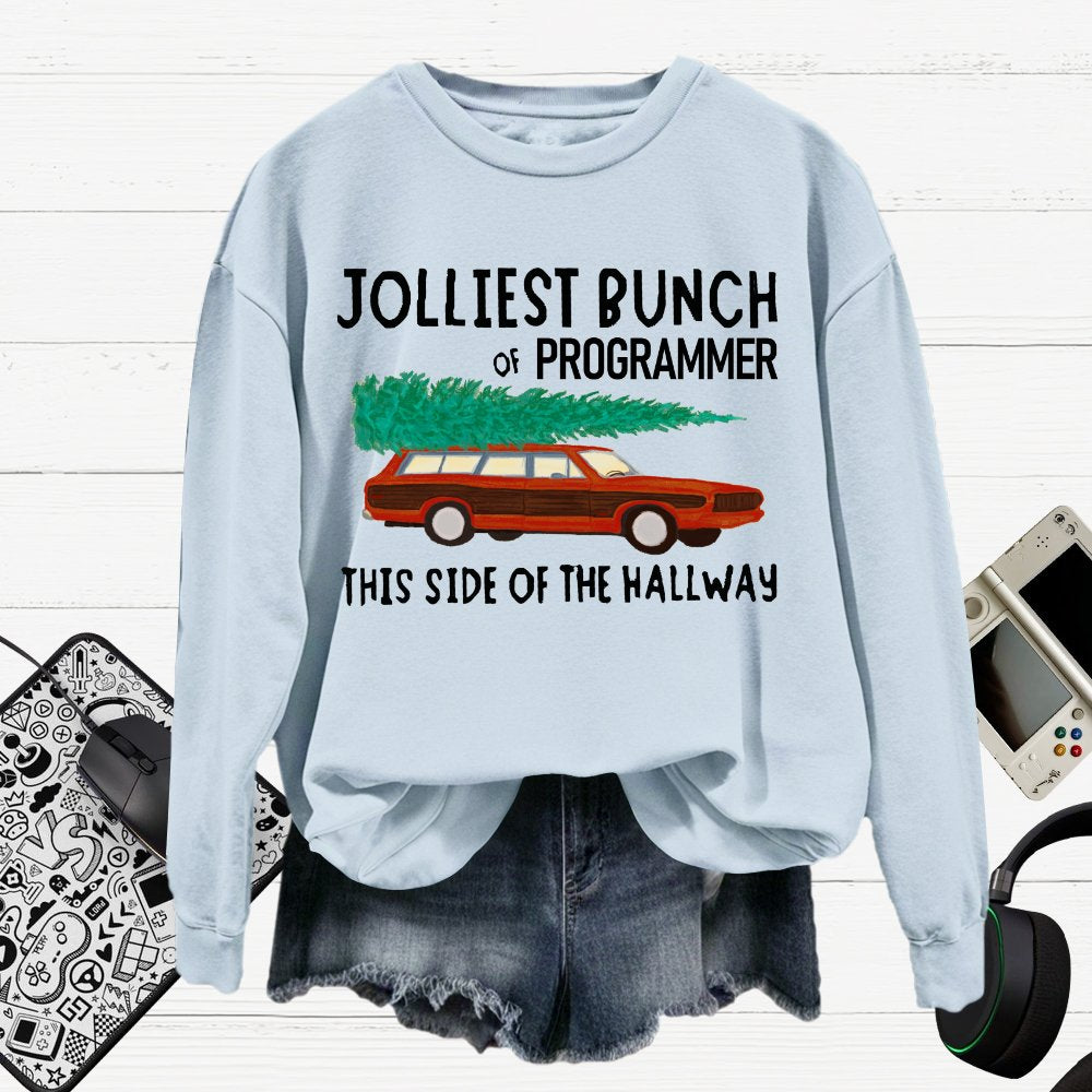 Jolliest Bunch Of Programmer Christmas Cotton Pullover Sweatshirt