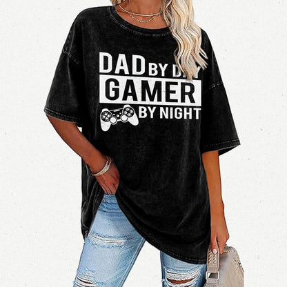 Dad By Day Gamer By Night Vintage Distressed T-shirt