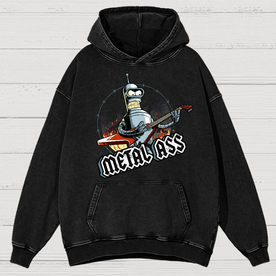Robot Metal Rock Vintage Distressed Hoodie