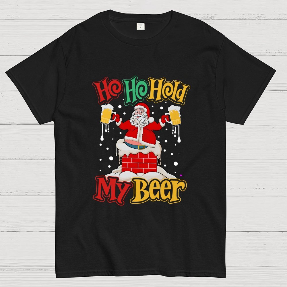 Ho Ho Hold My Beer Christmas Geek T-Shirt