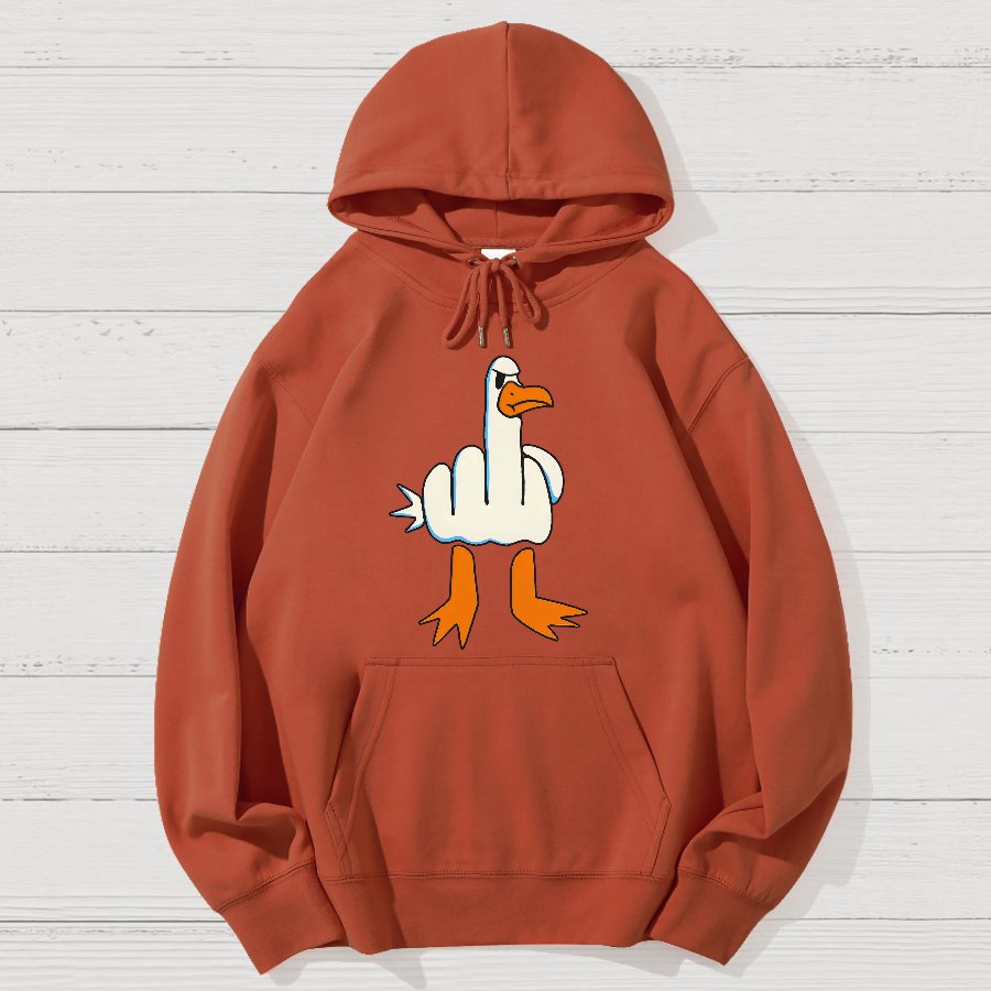 Rude Seagull Design Funny Geek Cotton Hoodie
