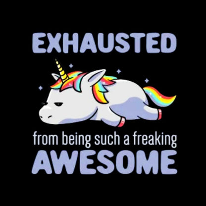 Exhausted From Being Awesome Lazy Unicorn Washed Long Sleeve Tee