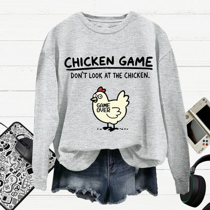 Chicken Game Cotton Pullover Sweatshirt