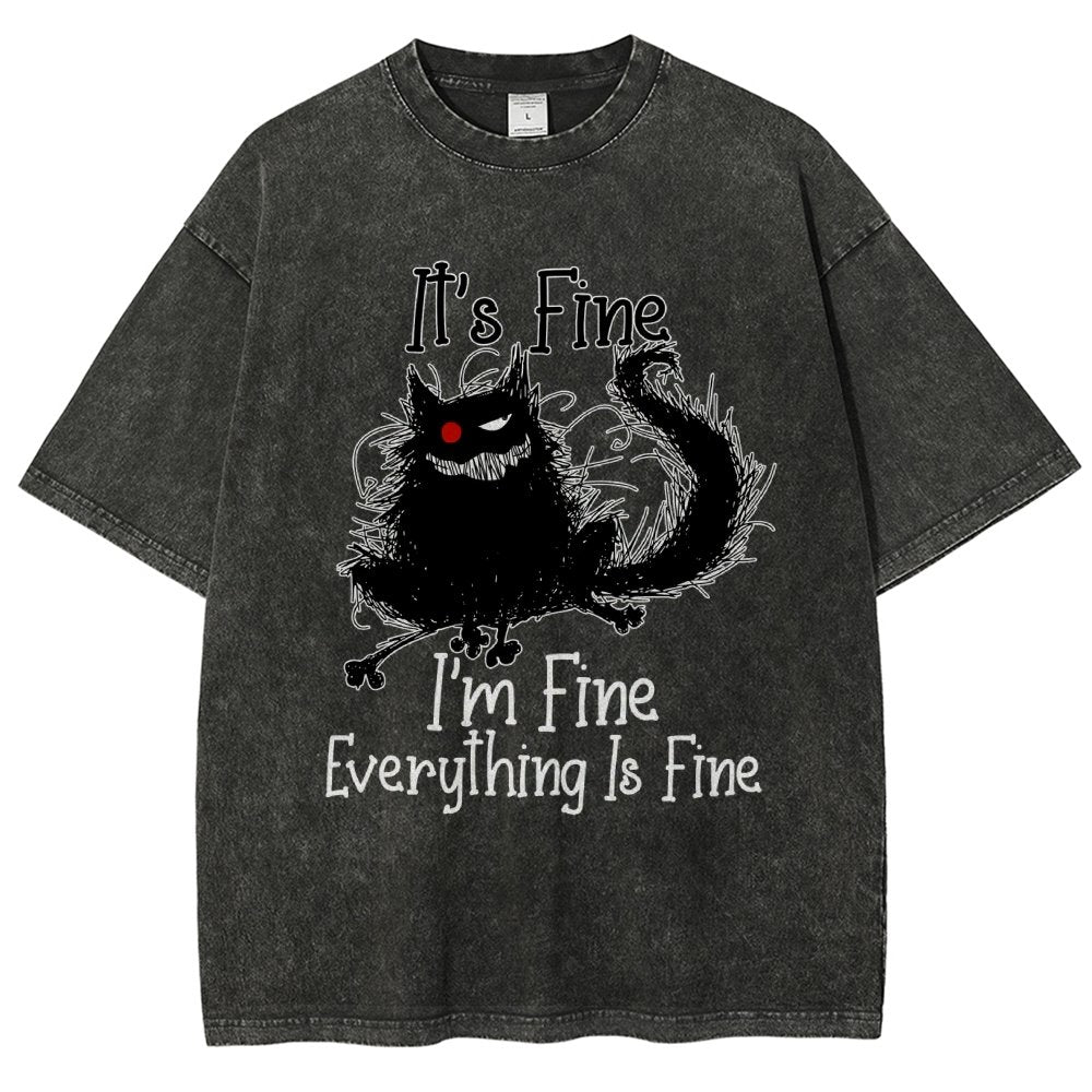 It's fine funny cat Vintage Distressed T-shirt
