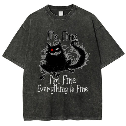 It's fine funny cat Vintage Distressed T-shirt