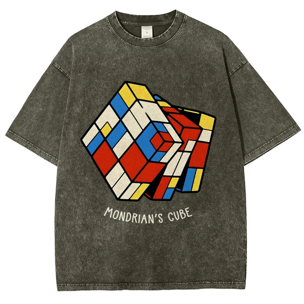 The Mondrian Rubik Cube Vintage Distressed T-shirt