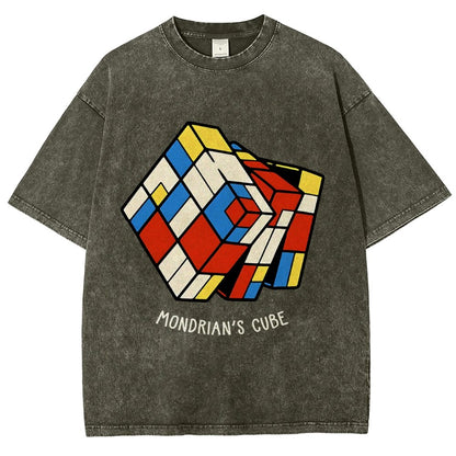 The Mondrian Rubik Cube Vintage Distressed T-shirt