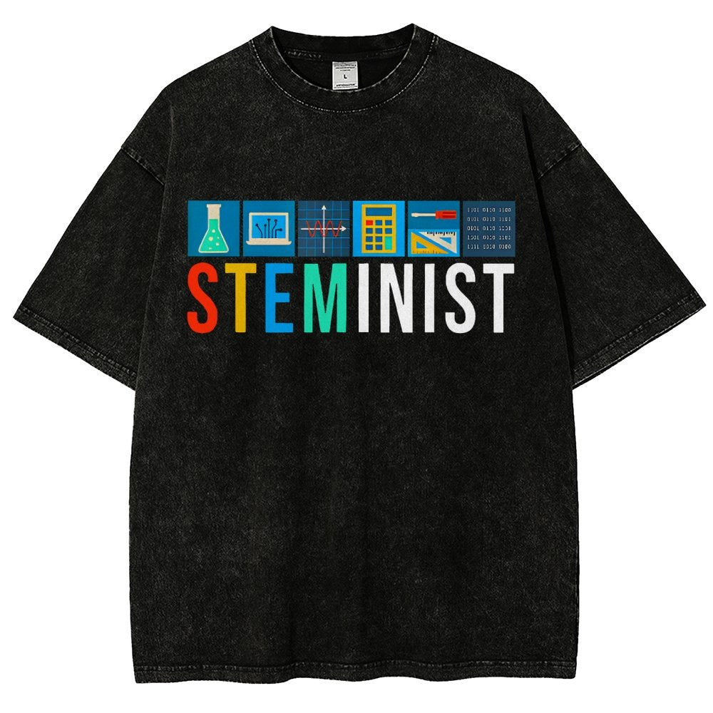 Steminist Science Technology Engineering Math STEM Vintage Distressed T-shirt