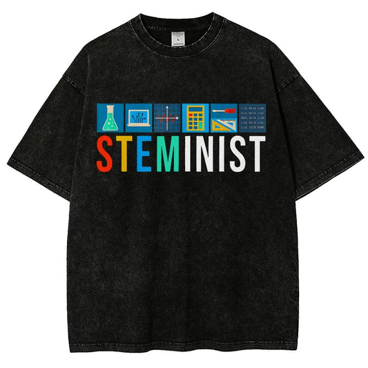 Steminist Science Technology Engineering Math STEM Vintage Distressed T-shirt