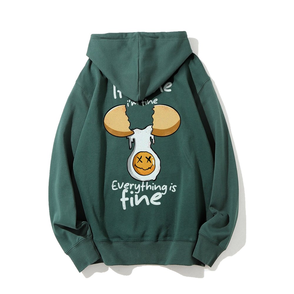 Everything is fine Printed Back Unisex Cotton Hoodie