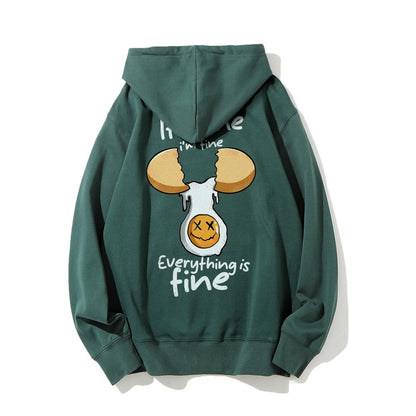 Everything is fine Printed Back Unisex Cotton Hoodie