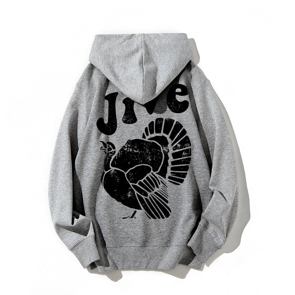 Jive Turkey Printed Back Unisex Cotton Hoodie