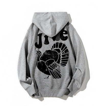 Jive Turkey Printed Back Unisex Cotton Hoodie
