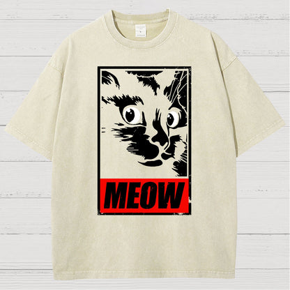 Meow！！Vintage Distressed T-shirt