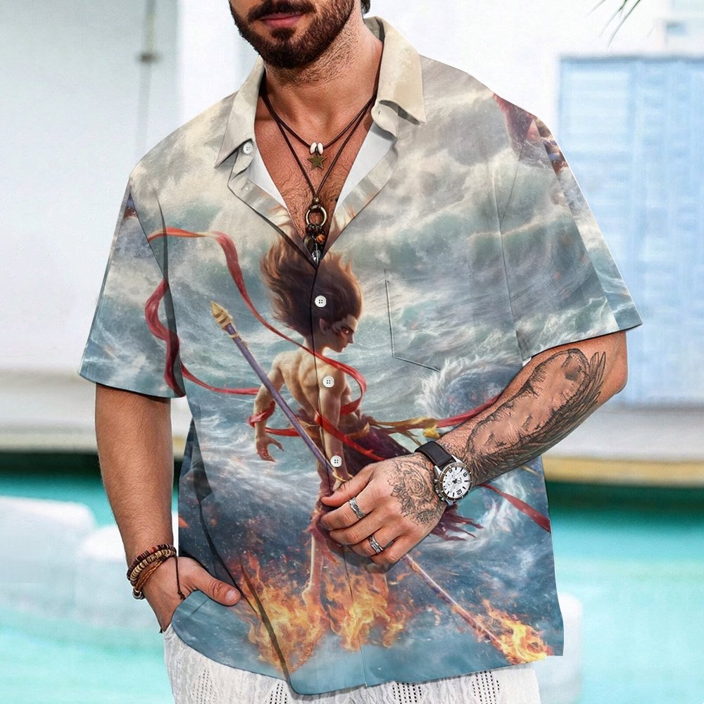 Nezha 2 Sci-Fi Animation Print Geek Hawaiian Shirt
