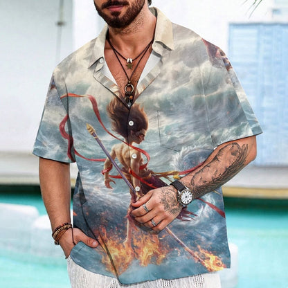 Nezha 2 Sci-Fi Animation Print Geek Hawaiian Shirt