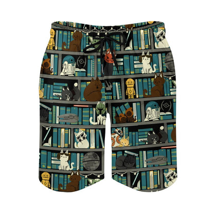 Cat Reading Wars Geek Shorts