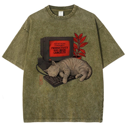 System Crash Cat Vintage Distressed T-shirt