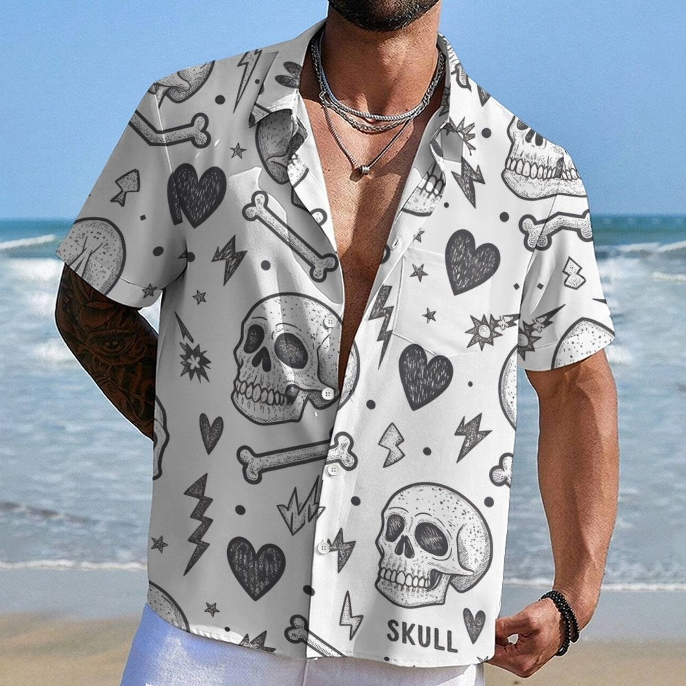 Skull pattern Geek Hawaiian Shirt