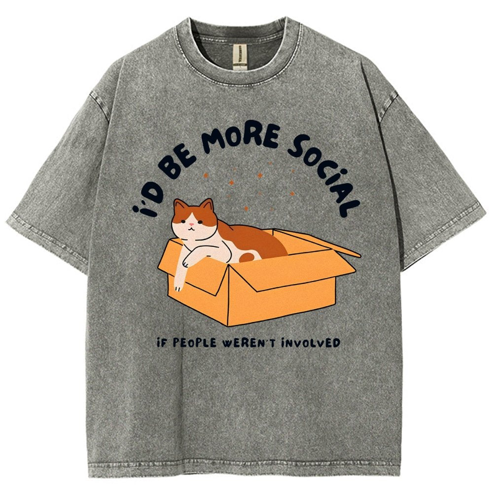 I'd Be More Social Vintage Distressed T-shirt