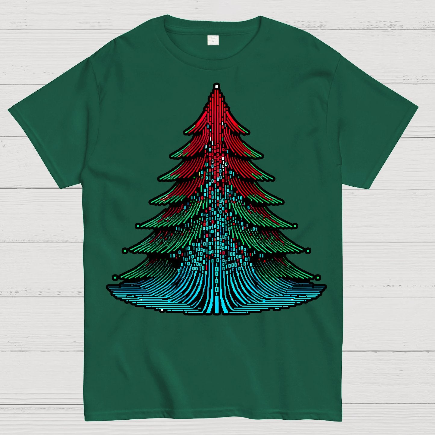 Binary Christmas Tree Geek T-Shirt