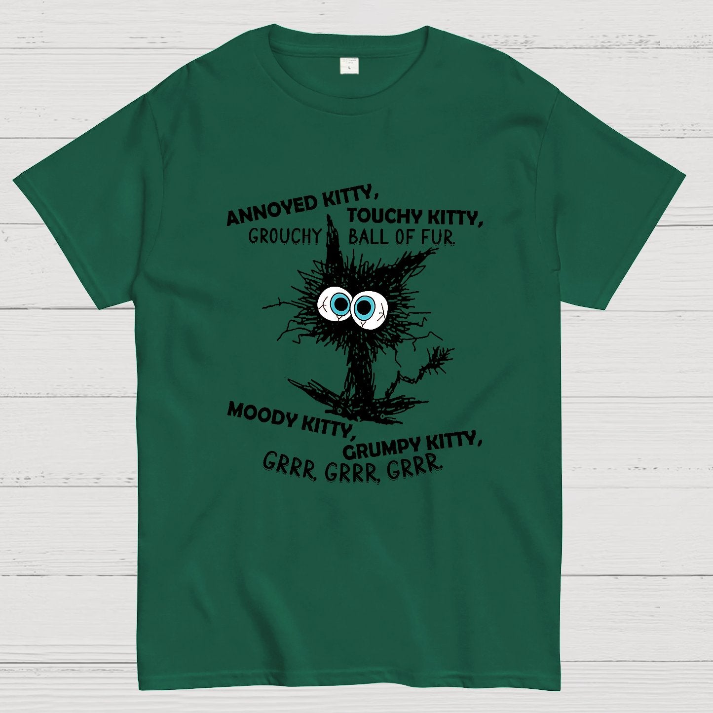 Annoyed Kitty Touchy Kitty Grouchy Ball Funny Geeky T-Shirt