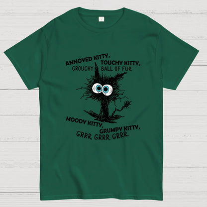 Annoyed Kitty Touchy Kitty Grouchy Ball Funny Geeky T-Shirt