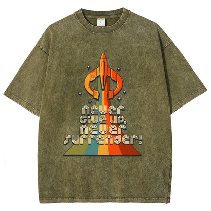 Retro Quest Never give up, never surrender! Vintage Distressed T-shirt