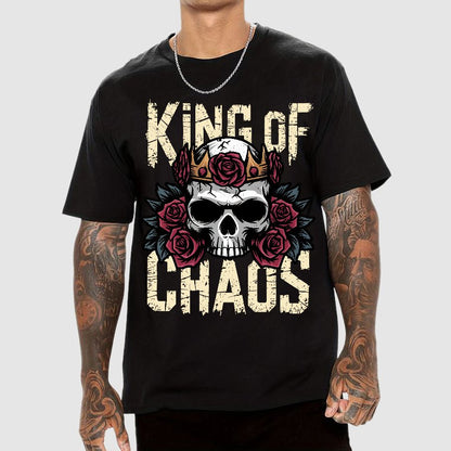 King of Chaos Skull Rose Crown Nerdy T-Shirt