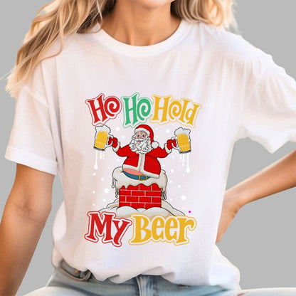 Ho Ho Hold My Beer Christmas Geek T-Shirt